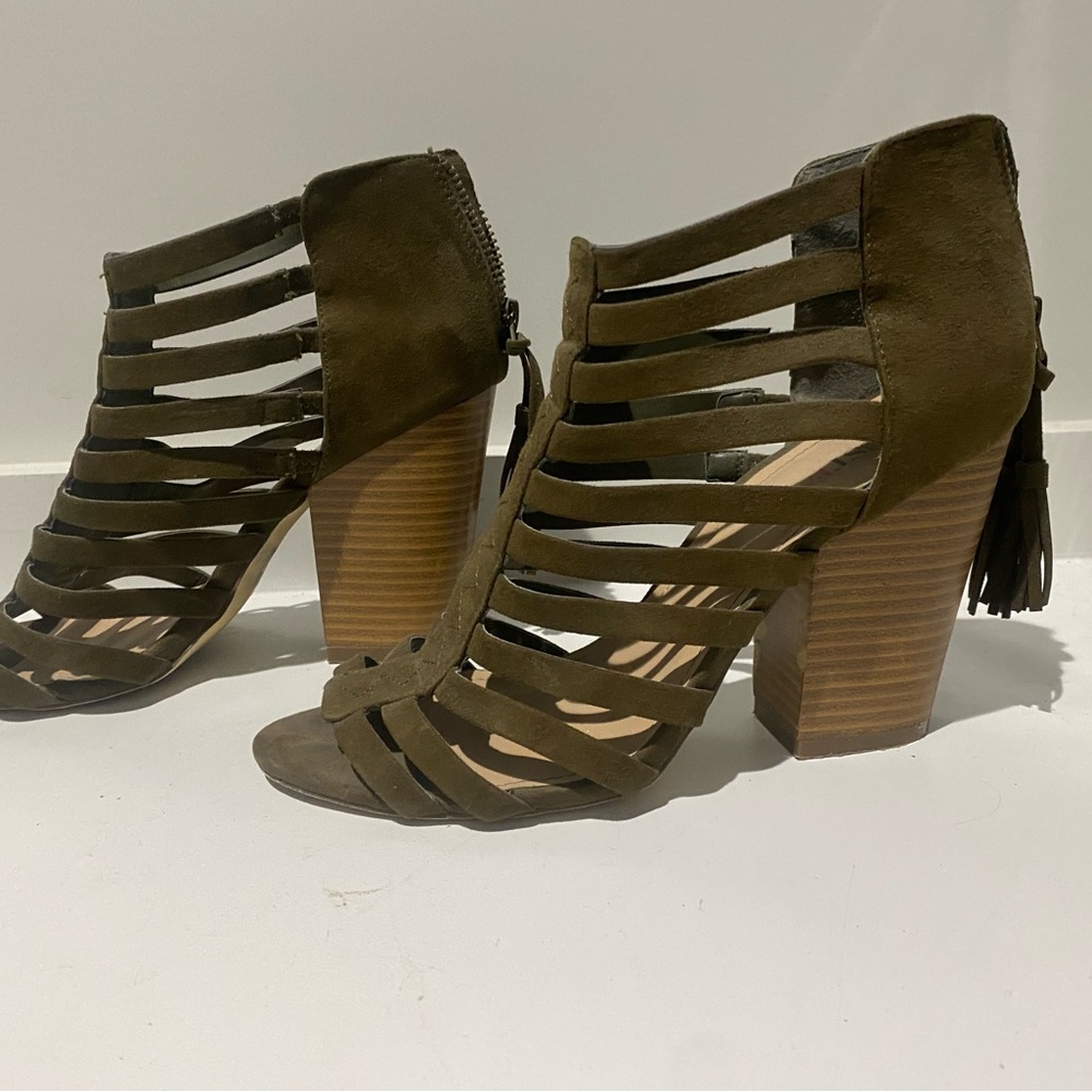 Olive Strappy Block Heel Sandals
